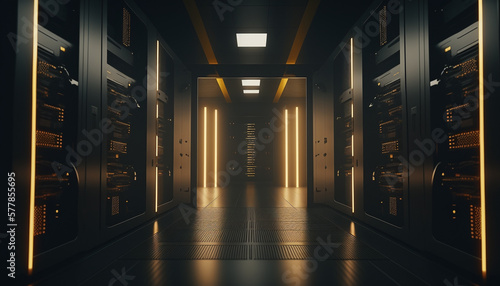 Dark servers data center room 