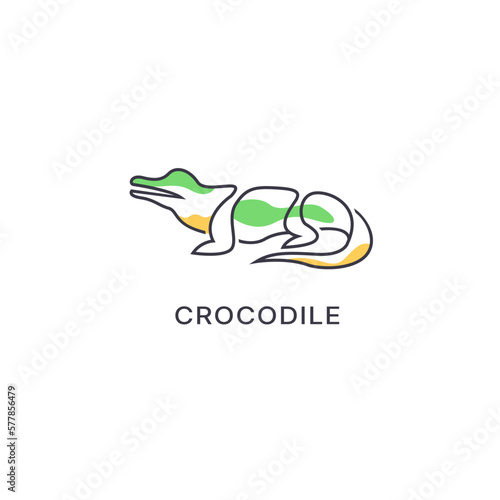crocodile alligator predator reptile logo icon symbol, crocodile logo design with line art style