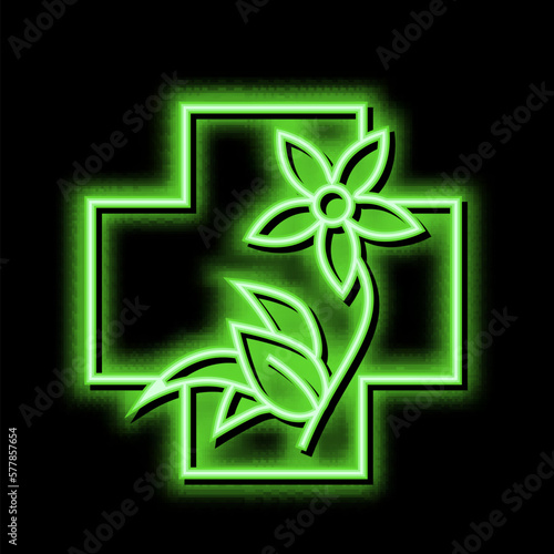 flower natural homeopathy medicine neon glow icon illustration