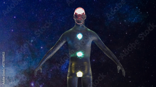The crystal Body and space background for meditate or religious concept 3d rendering