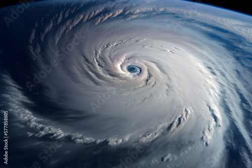 Big Hurricane or Typhoon View From Space  Satellite Image  AI Generated