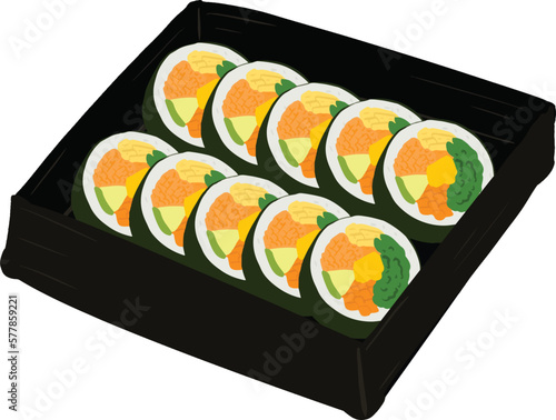 Vector hand drawn flat design Korean food illustration