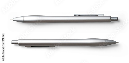 Wallpaper Mural minimalist matte silver ballpoint pen in two positions  isolated over transparency, flat lay / top view business or office desk design element Torontodigital.ca