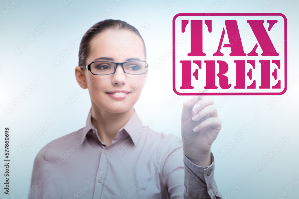 Tax free shopping concept with businesswoman