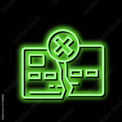 damaged card neon glow icon illustration