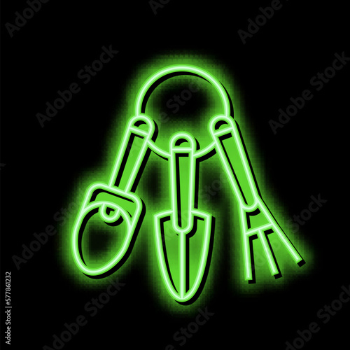 instrument for care houseplant neon glow icon illustration