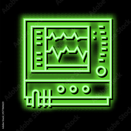 heart rate monitor neon glow icon illustration