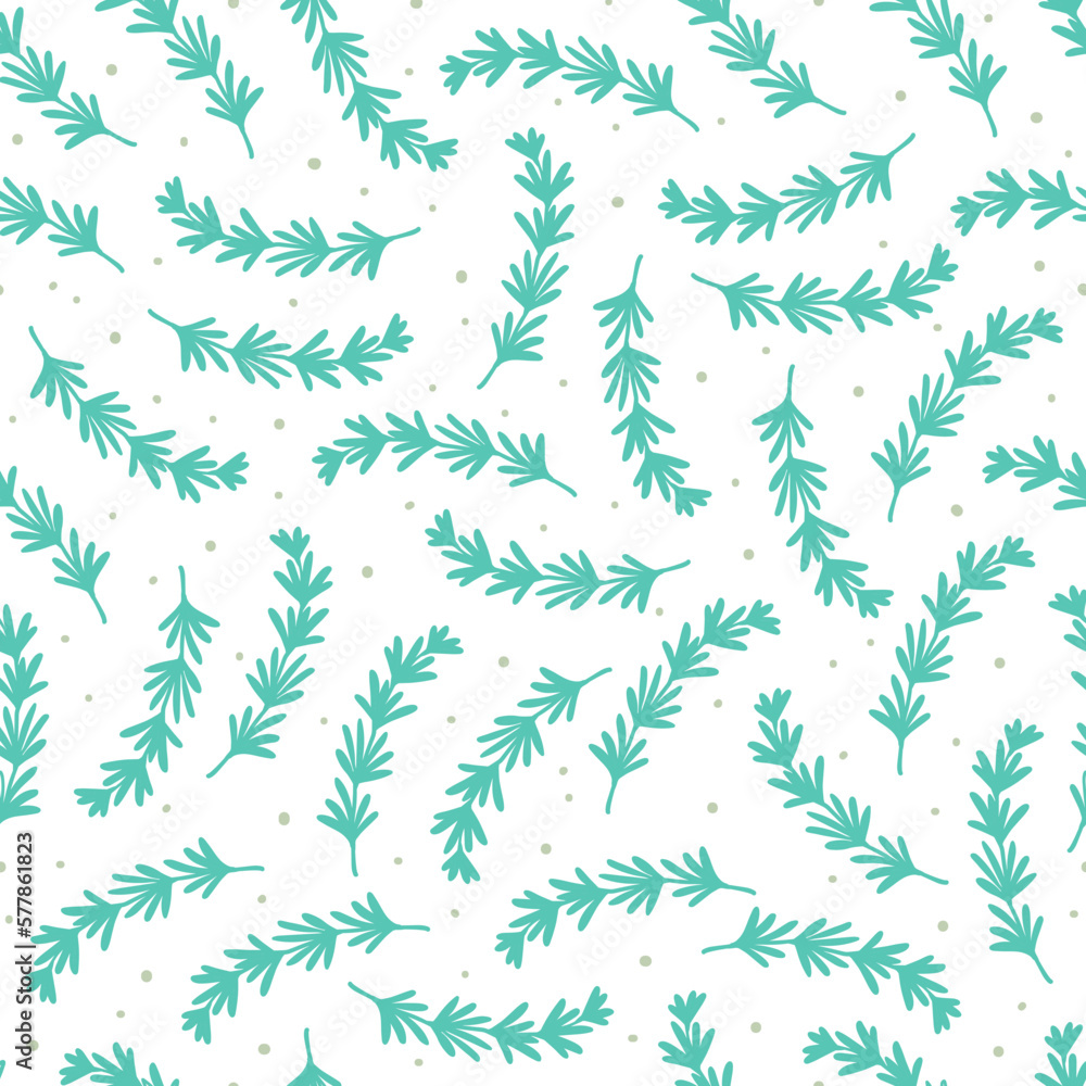 Fresh Herb Green Rosemary Leaves Vector Seamless Pattern Fresh Herb Green Rosemary Leaves Vector Seamless Pattern
