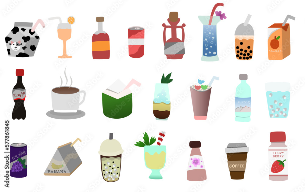This vector is a vector consisting of various drinks. drinking in everyday life This vector is a vector consisting of various drinks. drinking in everyday life