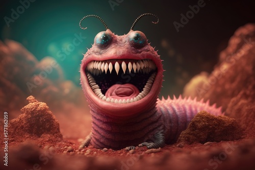 The Strange and Colorful World of the Laughing Earthworm Generative AI © Lucija