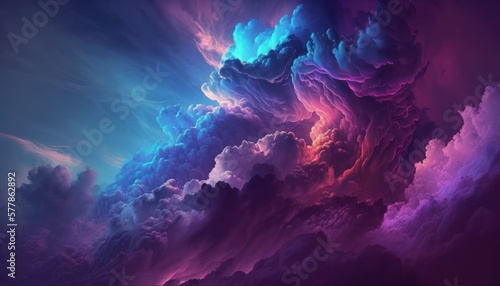 A purple and blue abstract background with a cloud design.