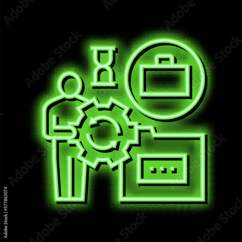 businessman work optimize neon glow icon illustration