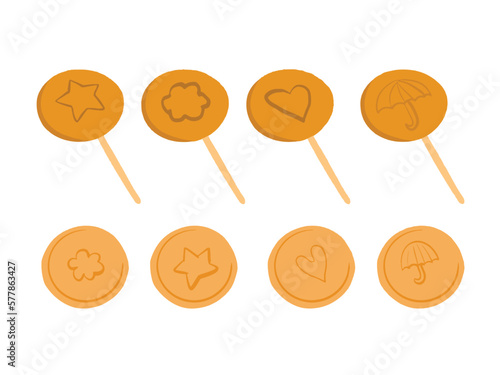 Vector hand-drawn flat design dalgona candy illustration