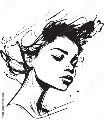 Vector Hand drawn Illustration of an African American Model