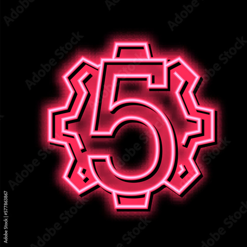 fifth number neon glow icon illustration