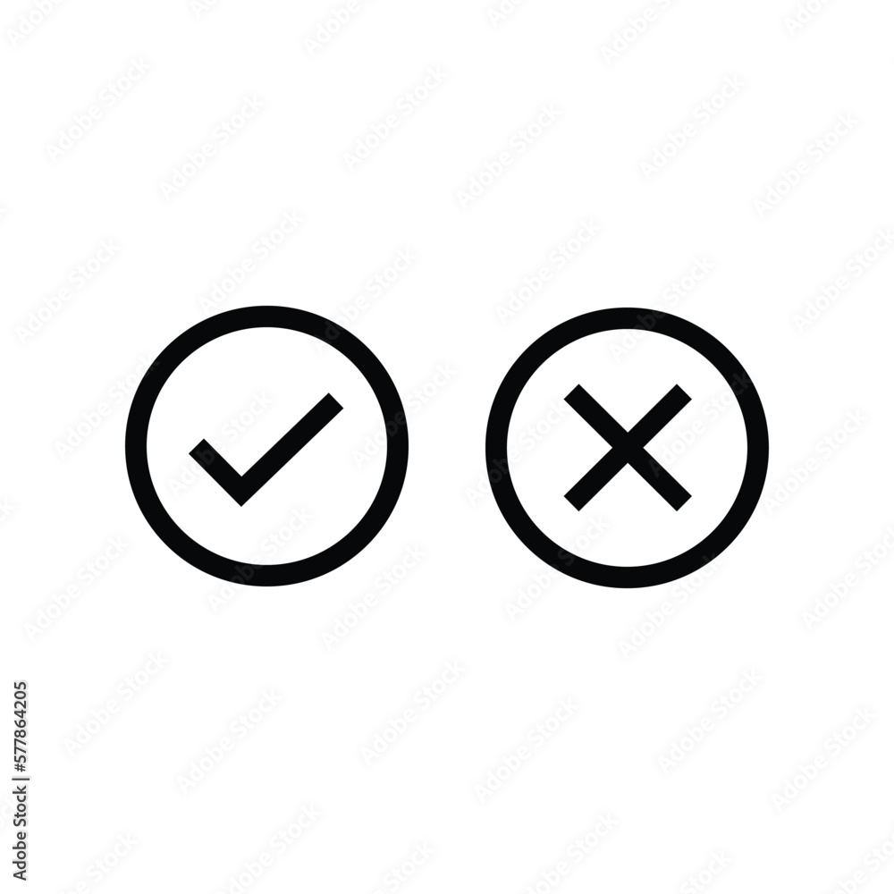 Tick and Cross checkmark vector icons in line style design for website design, app, UI, isolated on white background. Editable stroke. EPS 10 vector illustration. Tick and Cross checkmark vector icons in line style design for website design, app, UI, isolated on white background. Editable stroke. EPS 10 vector illustration.