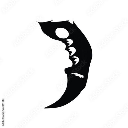 black karambit knife isolated on white background
