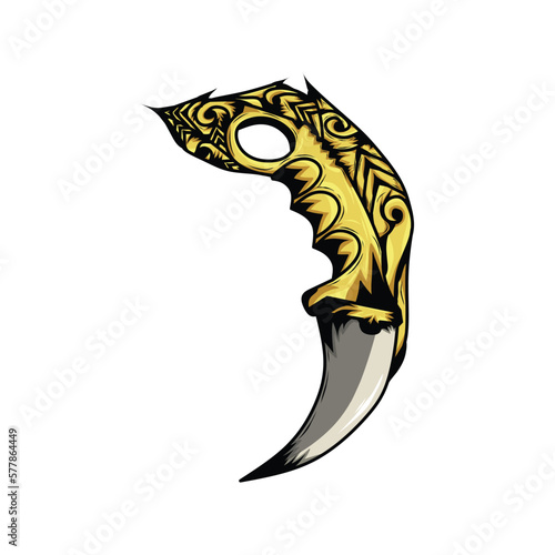 set of weapon karambit knife vector isolated