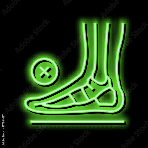 bone flat feet neon glow icon illustration