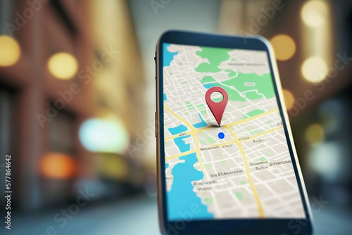 online map navigator on smartphone, transport concept, gps, generative ai