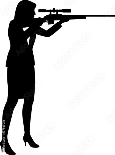 スナイパーライフルを構える女性