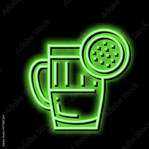 pu erh tea neon glow icon illustration
