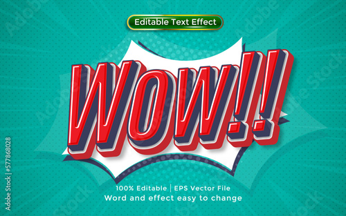 Wow text, comic background, 3d style editable text effect