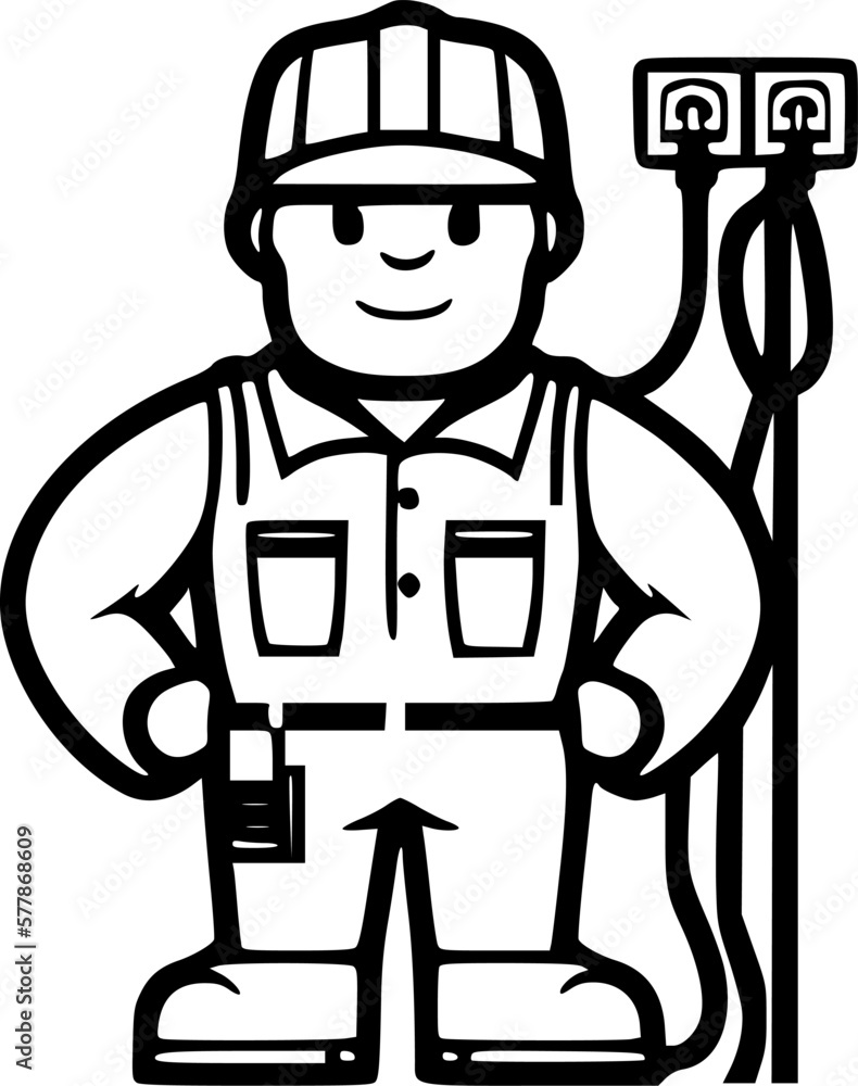 Electrician - Black and White Isolated Icon - Vector illustration