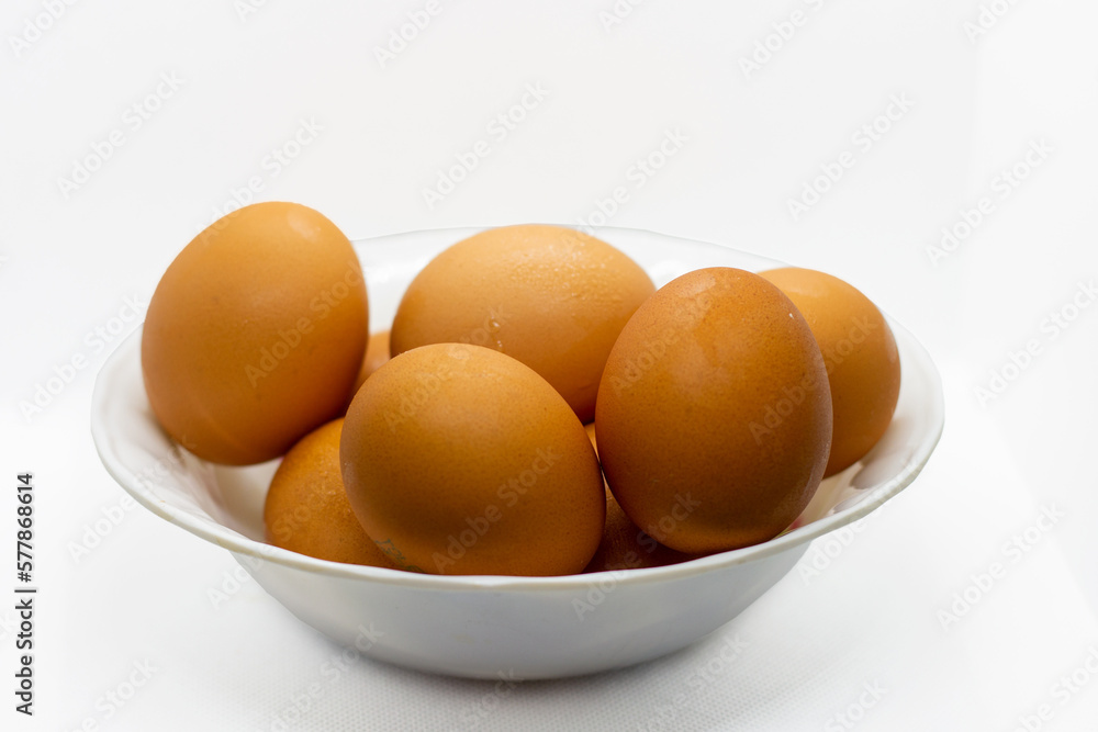 group of creole eggs, on white background group of creole eggs, on white background