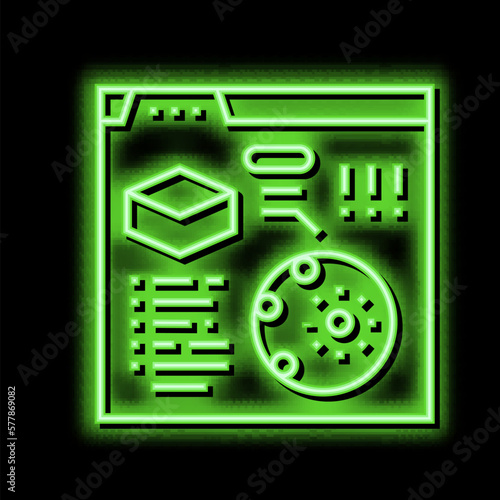 reading information of soil testing in internet neon glow icon illustration
