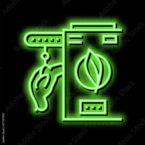 chicken feather pluck machine neon glow icon illustration
