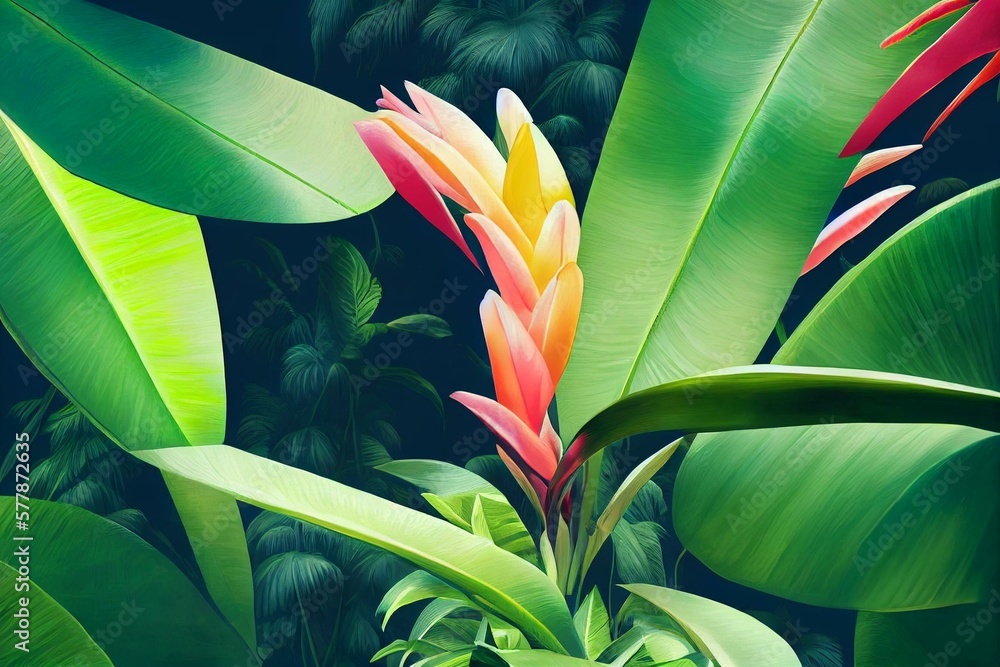 Tropical plants desktop wallpaper. Jeweltoned jungle motifs
