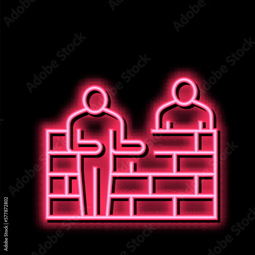 builders building wall neon glow icon illustration