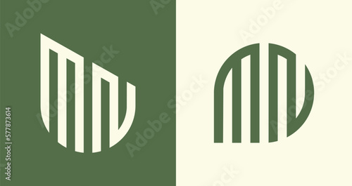 Creative simple Initial Letters MN Logo Designs Bundle.