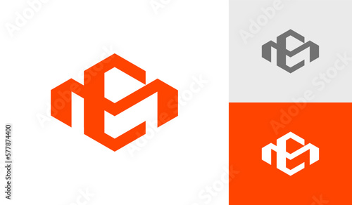 Letter MC or CM monogram hexagon logo design vector