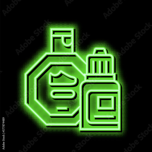 stain remover shoe care neon glow icon illustration