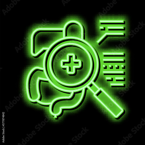 examining digestion system neon glow icon illustration