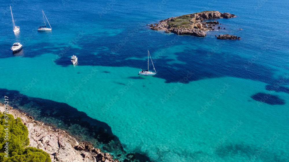 Best beaches in Mallorca, Balearic Islands. Turquoise crystal water .