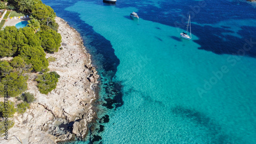 Best beaches in Mallorca  Balearic Islands. Turquoise crystal water .