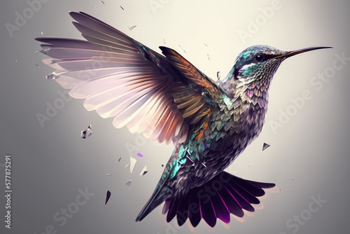 Digital Hummingbird flying as digital illustration (Generative AI)