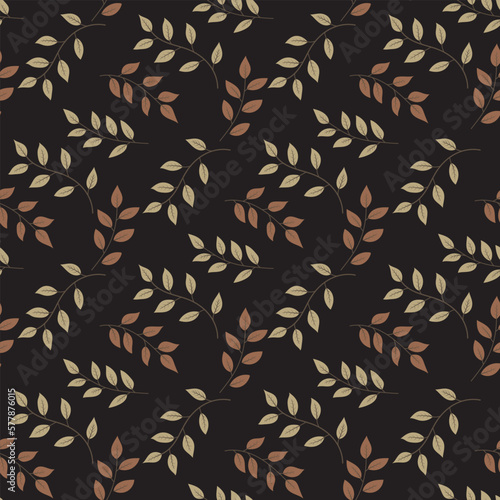 hand-drawn seamless leaf pattern vector design. for fabric, textile print, and wallpaper