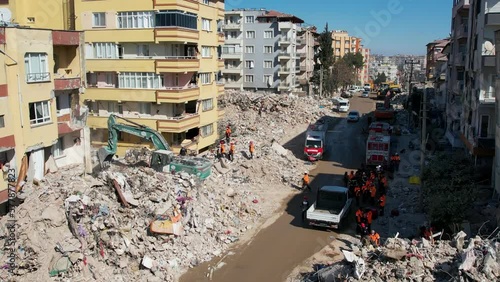 Antakya, Hatay, Turkey- February 7th, 2023: Earthquake destroyed firsth anatolian mosque Habibi Neccar. Turkey earthquake, kahramanmaras, gaziantep, adana, Hatay, adiyaman February 2023 photo