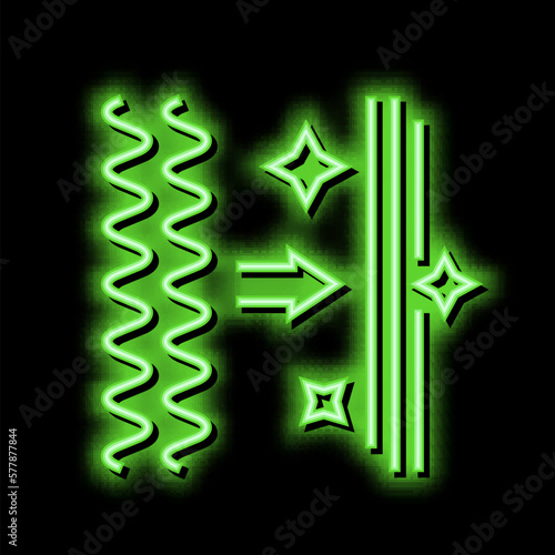 hair straightening procedure neon glow icon illustration