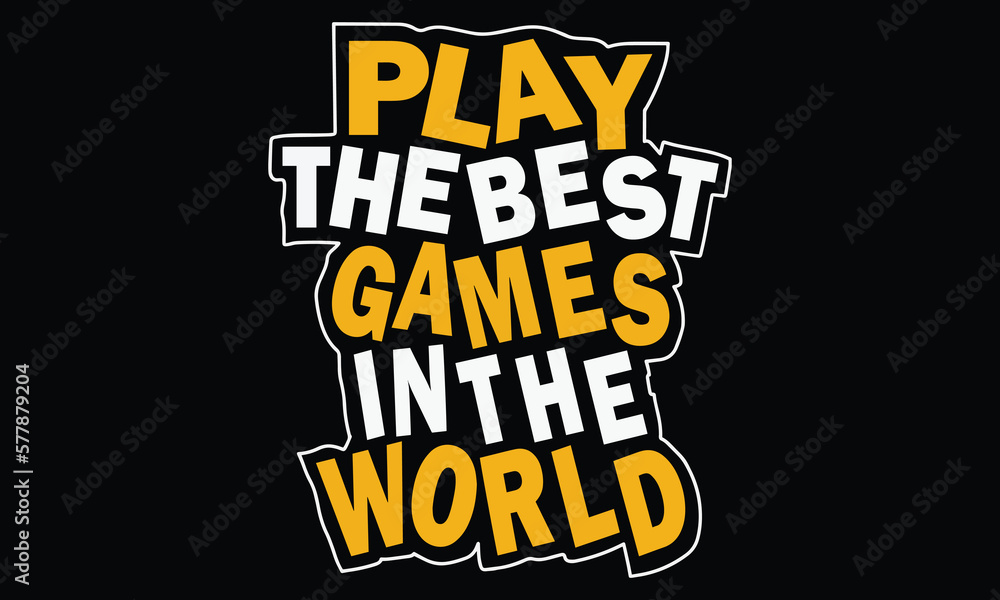Play the best game in the world t-shirt design vector illustration.Stylish t-shirt and apparel trendy design with glitchy gamepad, typography, print, vector illustration. Global swatches.
