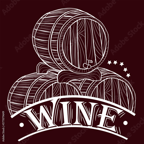 Barrels of wine on dark background