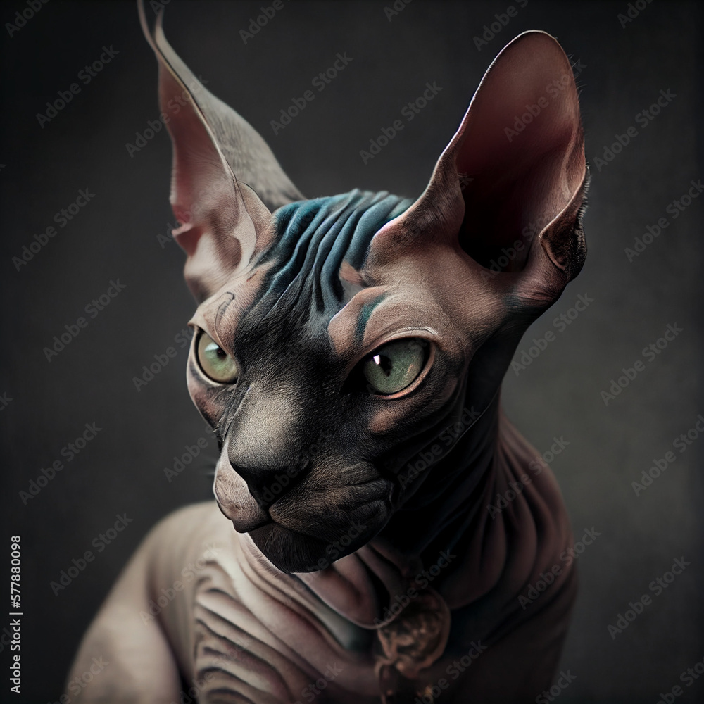 Sphynx Cat Portrait, AI