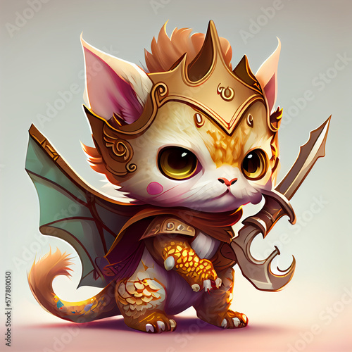 Cute Cat Dragon Hybrid, AI