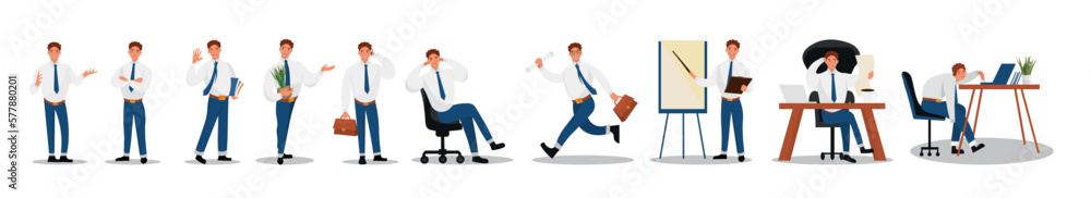 Collage of young businessman on white background Collage of young businessman on white background