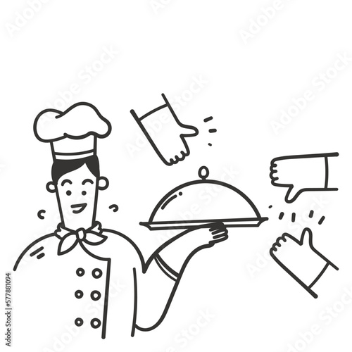 hand drawn doodle food culinary like or dislike illustration