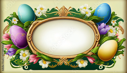 Colorful, Easter eggs frame, background, illustration, eastern graphic design by generative AI